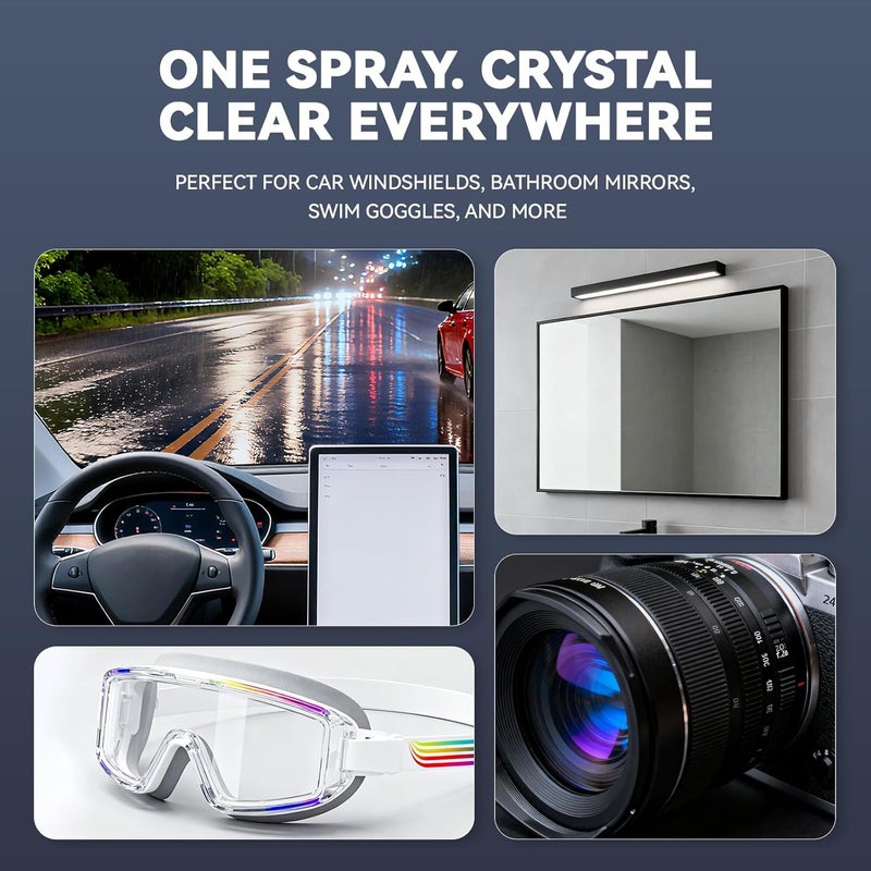 WEICA Spray Anti-Fog Interior - for Car Windshield, Bathroom Mirrors, Swim Goggles - Long-Lasting Clarity, Streak-Free Formula 100ML - Image 2